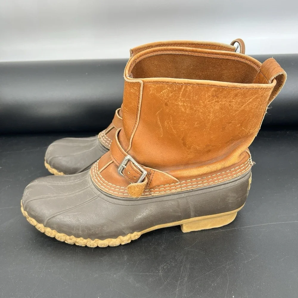 LL Bean Maine‎ Hunting Shoe Vintage Duck Boots Brown Leather Mens 10 Made USA